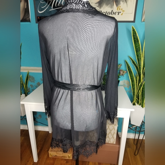 RS Love Sheer Lace Short Robe Black - Picture 12 of 13